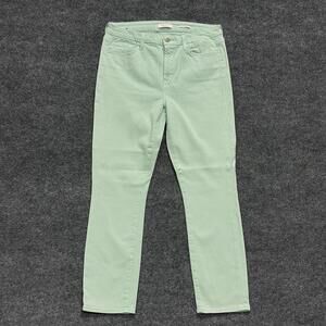 JEN7 Cropped Skinny Jeans Womens 6 Green Light Wash Stretch Denim Pants